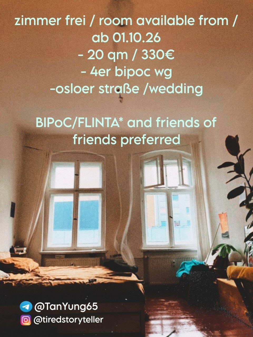 Bright 19m² room in Wedding, Berlin shared flat